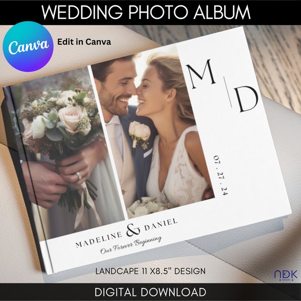 Wedding Photo Album Template Canva, Custom Wedding Album for Photographers, Landscape Birthday Album, Digital Wedding Magazine Photo Book