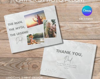 Father's Day Photo Album Canva Template, Dad Photo Book, Editable Family Memory Album, Personalized Father's Gift, Digital Download