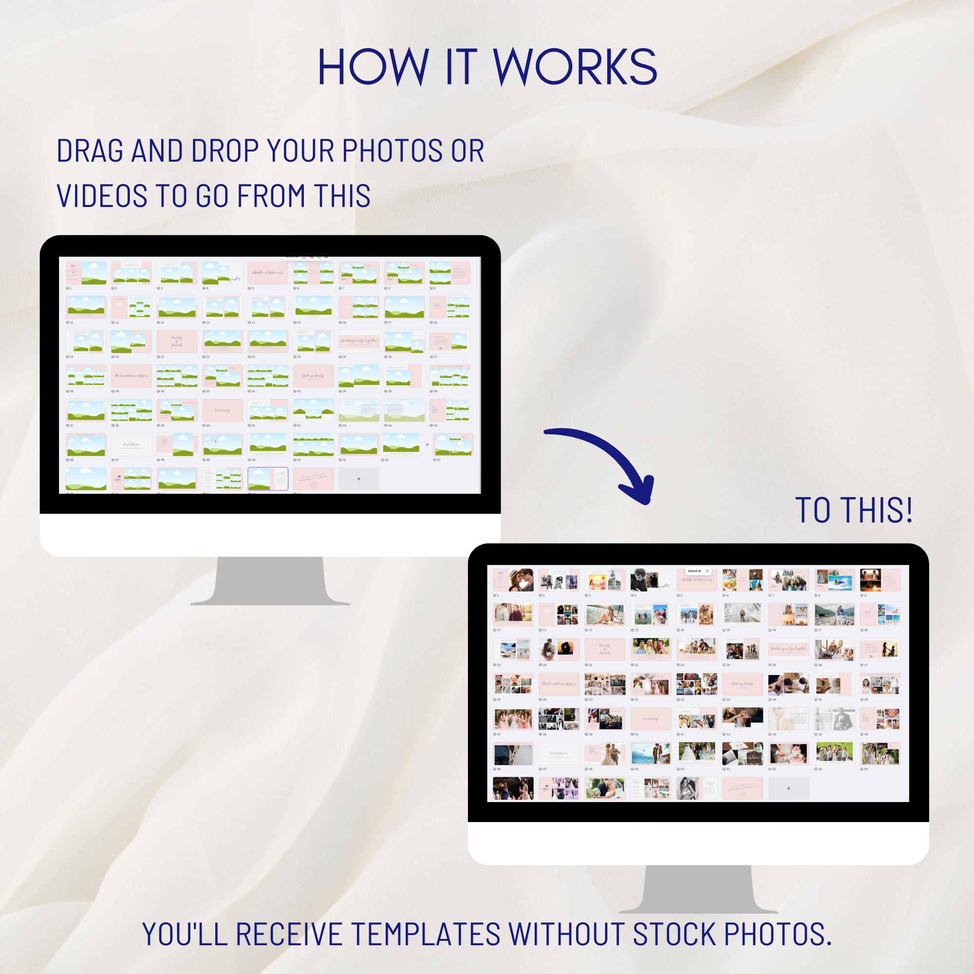 Pink Wedding Slideshow Template Canva, Elegant Wedding Photo Slideshow ...