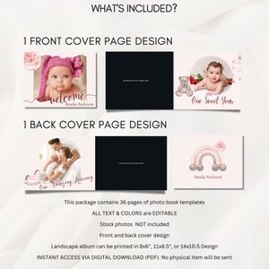 Pink Baby Photo Album Template Canva, Photographers Baby Photo Book ...