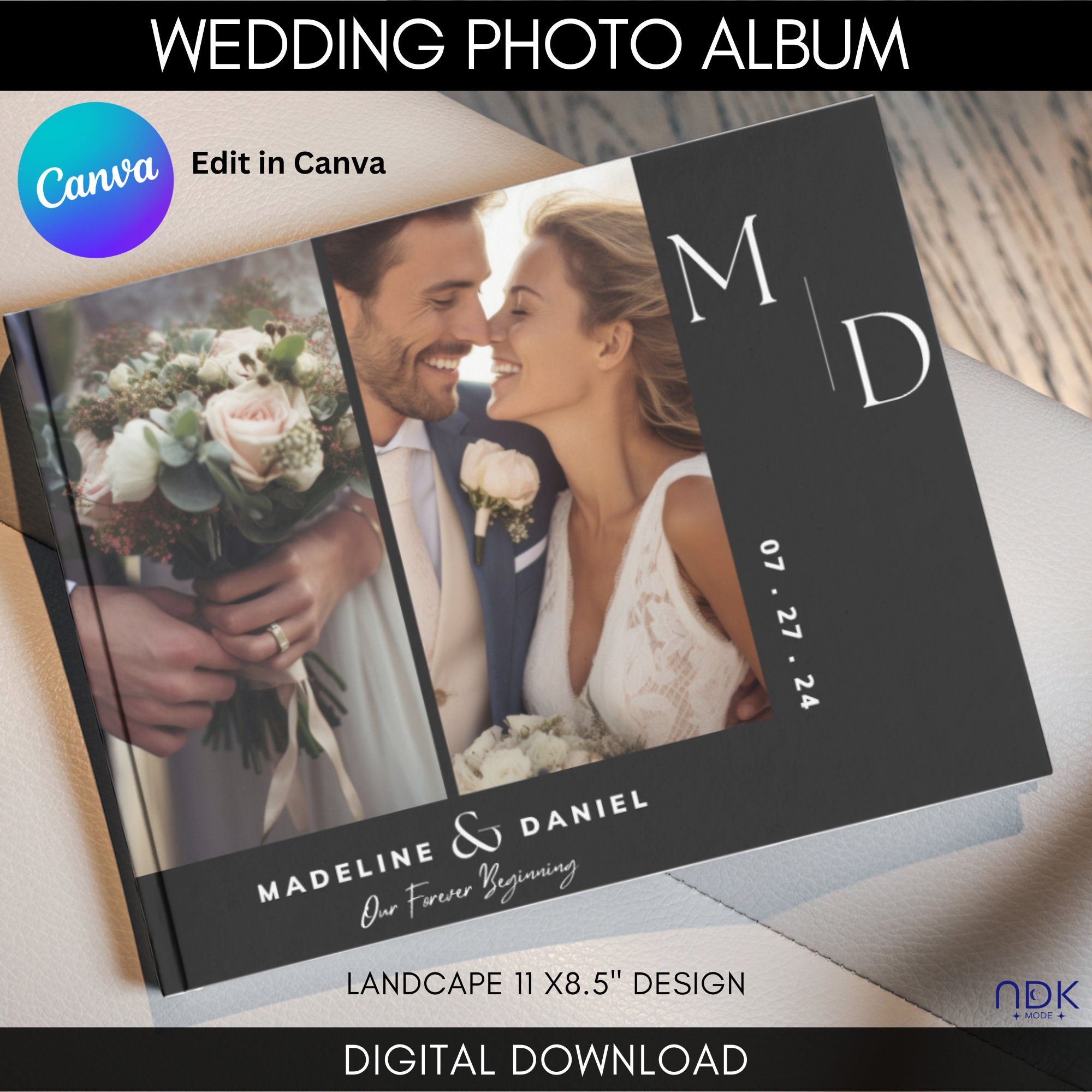 Wedding Photo Album Template Canva, Custom Wedding Album for Photographers, Landscape Wedding Album, Digital Birthday Magazine Photo Book