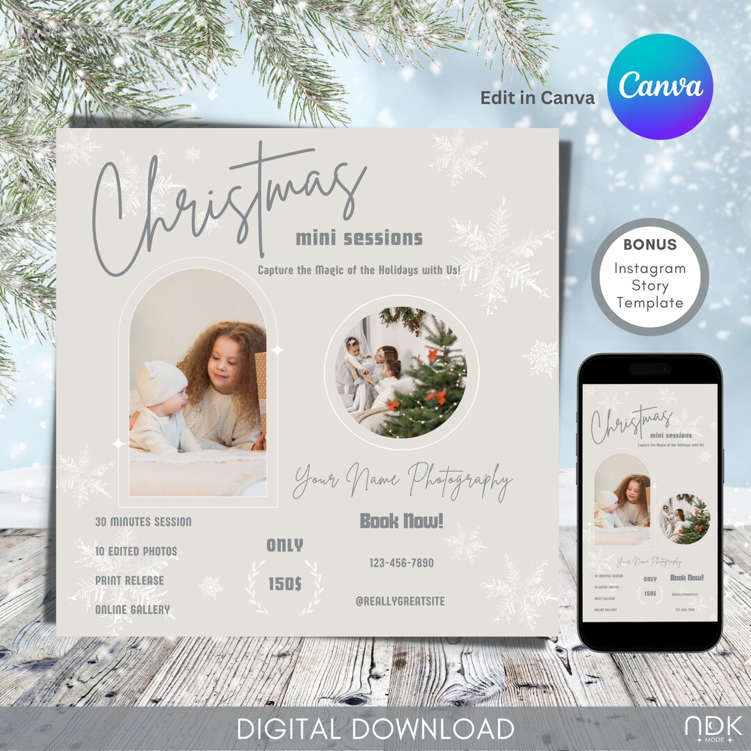 Christmas Mini Sessions Template Canva Christmas Family Minis - Etsy
