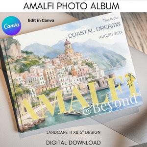 Amalfi Hochzeitsreise Fotoalbum Vorlage Canva, Benutzerdefiniertes Urlaubs Fotobuch, Jahrbuch der Familie, Capri Fotobuch, Hochzeit im Urlaub