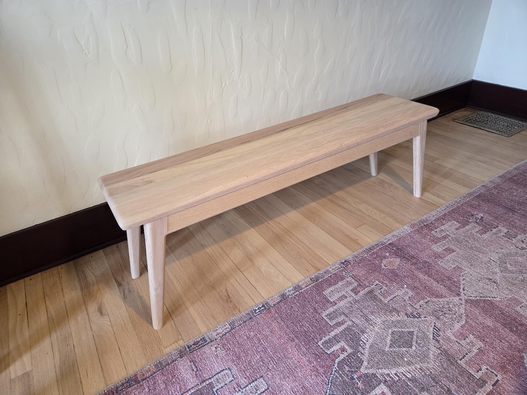Oak Bench With Angled and Tapered Legs - Etsy