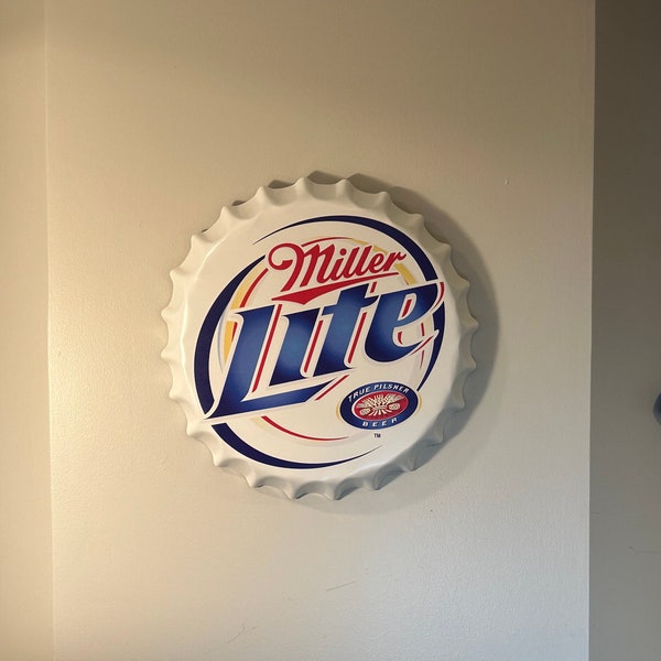 Miller Lite Vintage Bottle Cap Sign - Man Cave Essential