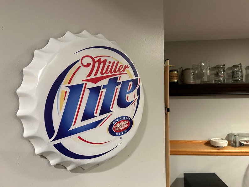 Miller Lite Vintage Bottle Cap Sign Man Cave Essential Etsy