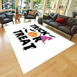 Trick or Treat Halloween Rug, Pumpkin Rug, Starry Night Design Rug, Horror Themed Rug, Halloween Gift, Halloween Ghost Rug, Ghost Rug