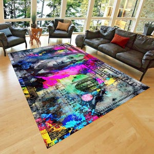 100 Bill Cash Rugs, Dollar Rug, Modern carpet, Salon Decor Rug, Nursery Rug, Thick Rug, Pattern Rug, Office Rug, Colorful Money Rugs,