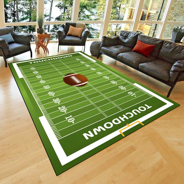 American Football Rug, Soccer Field Rug, Custom Team Logo Rug, Washable Football Field Area Rug, Gift For American Football Lover