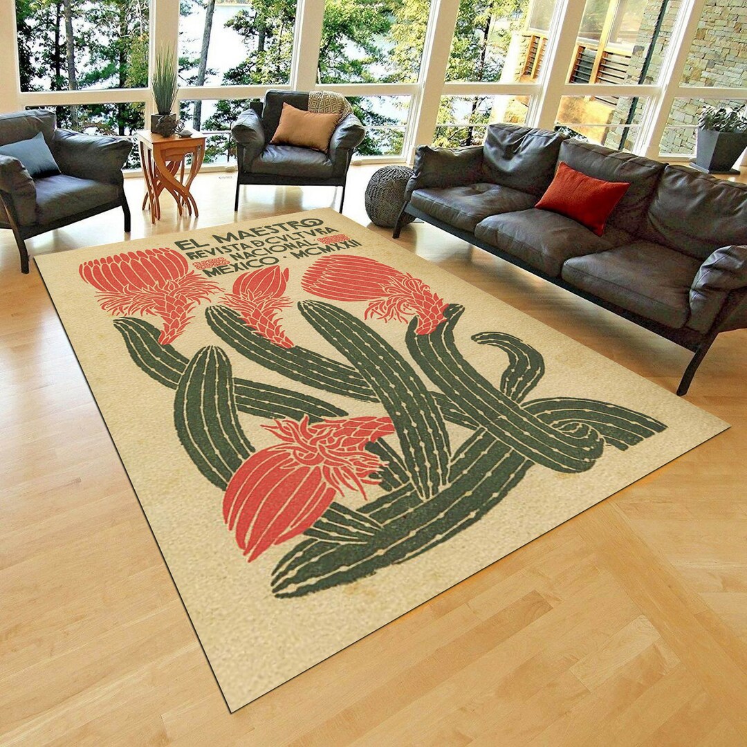 Mexican Exhibition Rugs, El Maestro Rugs, Home Floor Decor, Cactus Rugs, Mexican Culture Decor