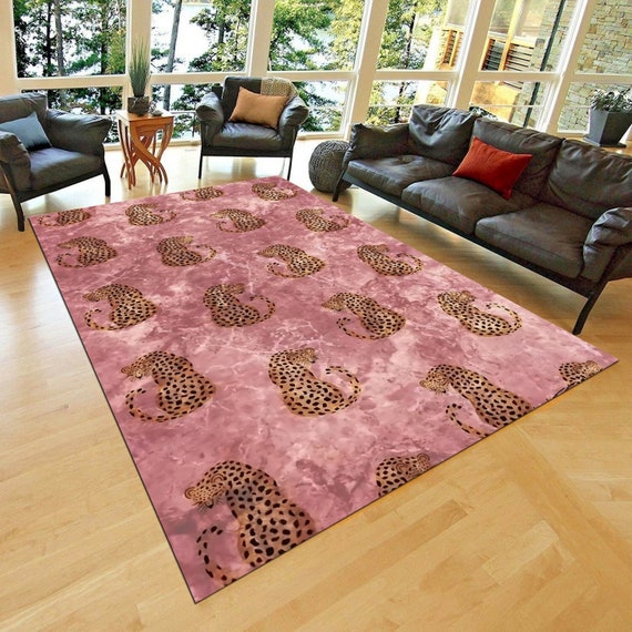 Pink Leopard Rug, Animal Pattern Rug, Colorful Rug, Non Slip Rug,Living Room Rug,Home Decor Rug,Modern Rug Popular Rug,Area Rug