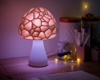 Voronoi Mushroom Lamp Mushroom Lamp Night Light Bedside Lamp Bedroom Lamp Magic Mushroom Lamp Glass Lamp Table Lamp Mushroom Pattern 3D RGB
