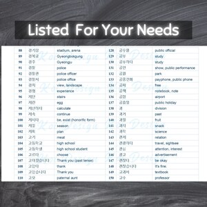 Korean Beginners Vocabulary List TOPIK 1 Korean Language Profiency Test ...