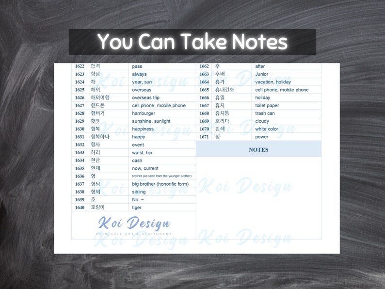 Korean Beginners Vocabulary List TOPIK 1 Korean Language Profiency Test ...