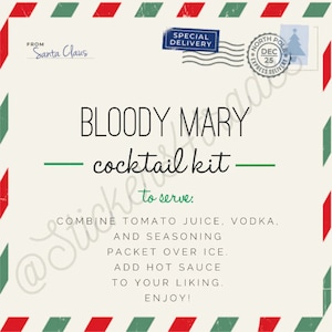 Bloody Mary Cocktail Kit Etichetta regalo stampabile Download digitale Natale personalizzabile