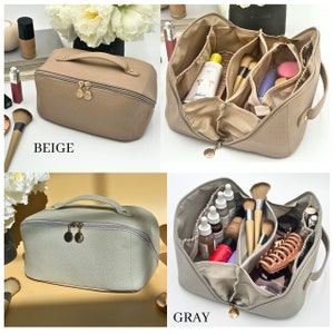 Large Capacity Travel Cosmetic Bag, Travel Makeup Bag, Opens Flat for ...