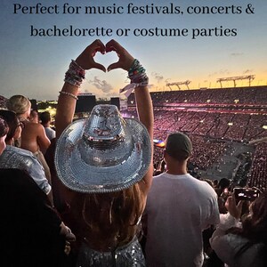 Silver Disco Ball Cowboy Hat, Mirror Ball Hat, Bachelorette Hat Sparkly ...