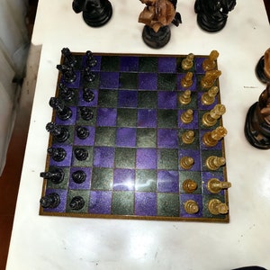 Handmade Halloween themed chess set