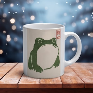 Matsumoto Hoji Frog Mug – Grumpy Toad Mug – Japanese aesthetic mug – Cottagecore goblincore mug – frog art coffee mug – artist gift idea