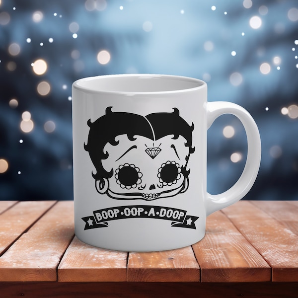 Mug "Betty Boop" tête de mort personnalisable Idée cadeau Noël idéal pour les amoureux des cartoons rétros, à offrir ou à garder pour soi