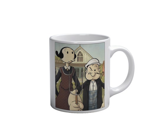Grant Wood's Customizable Popeye "american Gothic" Mug. the Perfect Gift  for Cartoon and Art Lovers. Birthday or Christmas - Etsy UK