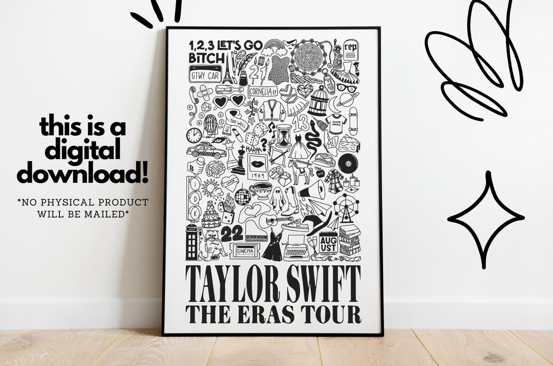 the eras tour poster black and white