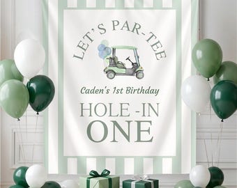 Hole-in-one verjaardag, eerste verjaardag jongen, hole-in-one par-tee, golf verjaardagsfeest decoraties, golf eerste verjaardagsbanner
