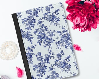 Passport Cover, Toile de Jouy Passport Holder, Flight Attendant Gift, Floral Faux Leather Passport Cover