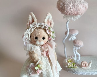 Teddy bunny Lisette, ooak teddy, collectible toy