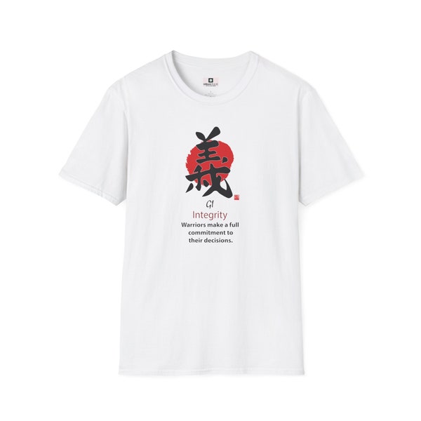 Samurai Warrior's GI Integrity T-Shirt | Vintage TShirt | Virtues of Bushido | Samurai Gift Shirt | Japanese Tshirt | Unisex (100 % Cotton)