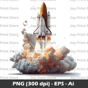 Spaceship Launch Art PNG 300dpi, clipart, Space Science, Ai, eps, NASA, Instant Download