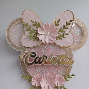 Pink Floral Girl Birthday Cake Topper: Gold Foil, First Birthday Decor