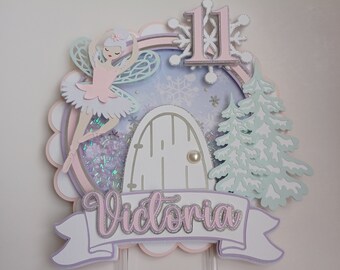 Fairy Winterland Birthday Cake Topper: Holographic Glitter Cardstock