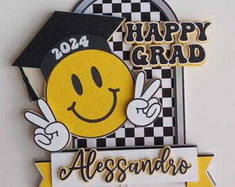 Personalized Graduation Cake Topper 2024: Holographic Grad Party Decor