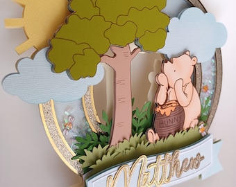 Winnie the Pooh Cake Topper: Glitter Birthday Party Decor