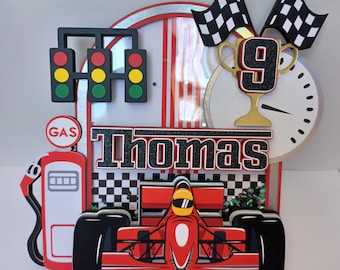 Race Car Birthday Cake Topper: Racing Theme Party Decoration
