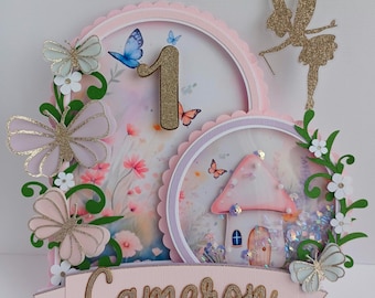 Butterfly Garden 1st Birthday Cake Topper: Floral Fairy Party