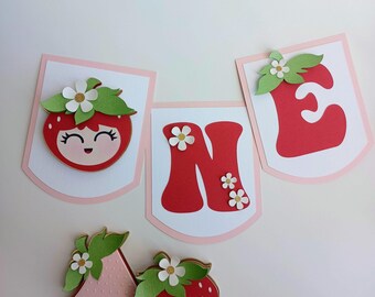 Strawberry Highchair Banner: First Birthday Party Decor