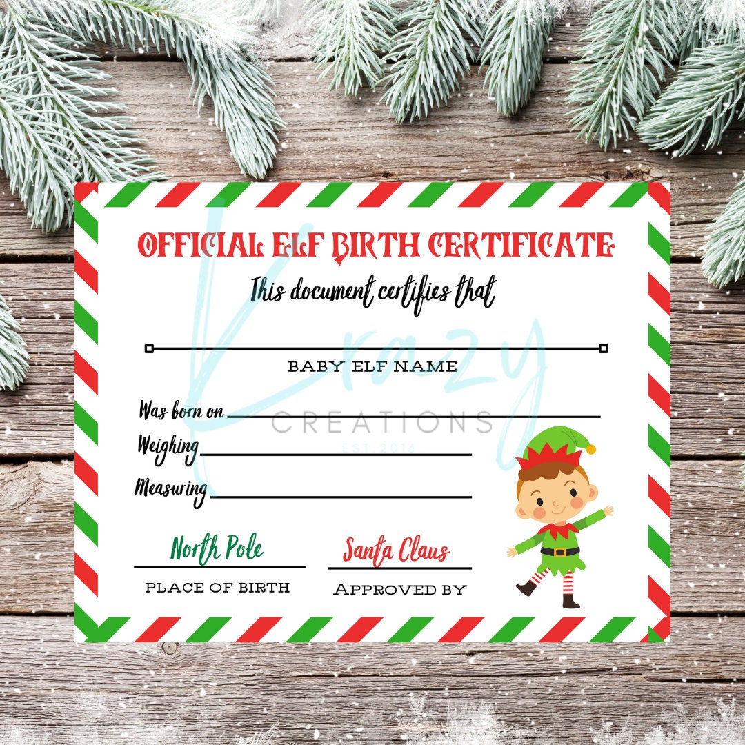 Elf Birth Certificate Printable Download Elf Birth Etsy Elf Birth Certificate Printable Download Elf Birth Etsy