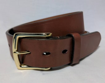 English Bridle Belt - Solid Brass or Stainless Steel buckle - Custom Sizes - 1-1/4" 1-1/2" - Black Brown handmade