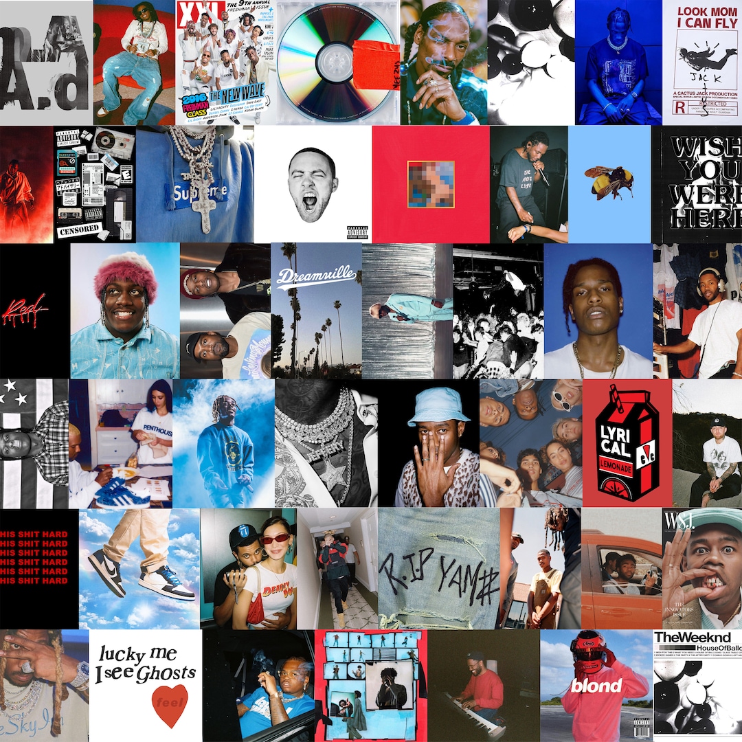 50 PC Rapper Music Wall Collage 4x6 and 5x5 Music Collage Music Album Cover Wall Art Album Cover