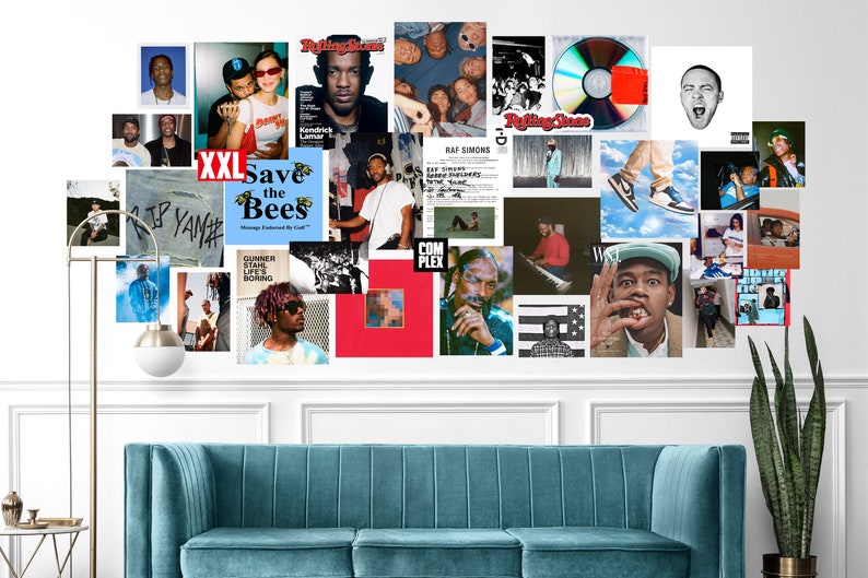 50 PC Rapper Music Wall Collage 4x6 and 5x5 Music Collage Music Album