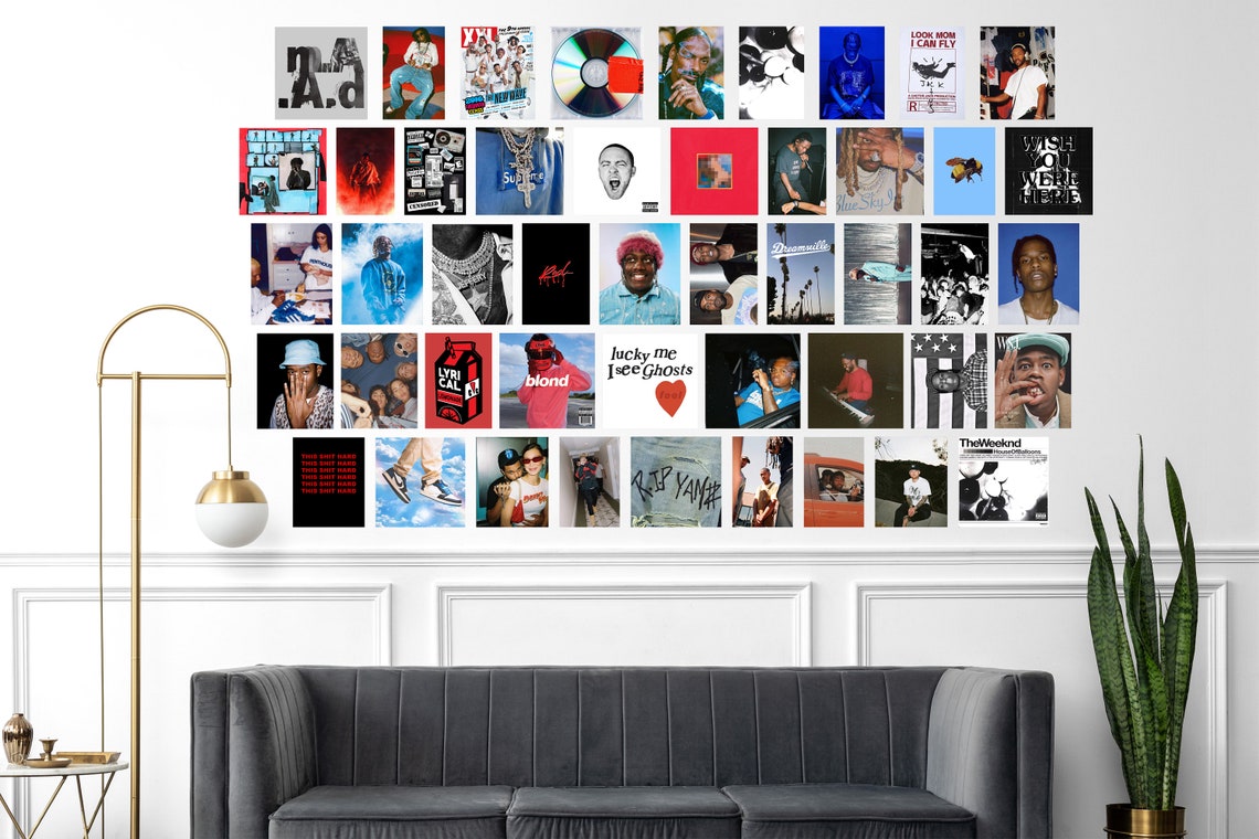 50 PC Rapper Music Wall Collage 4x6 and 5x5 Music Collage Music Album