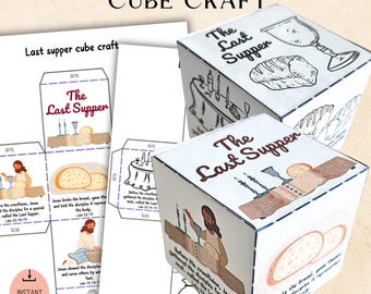The Last Supper cube craft for kids | Printable Sunday school story| Bible activity| Game| Paper craft| Holy week DIY| New Testament lesson