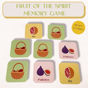 Frucht des Geistes Memory-Spiel| Bibel Memory Spiel | Bibel-Matching-Spiel | Sonntagsschulaktivität| Kindergottesdienst Aktivität