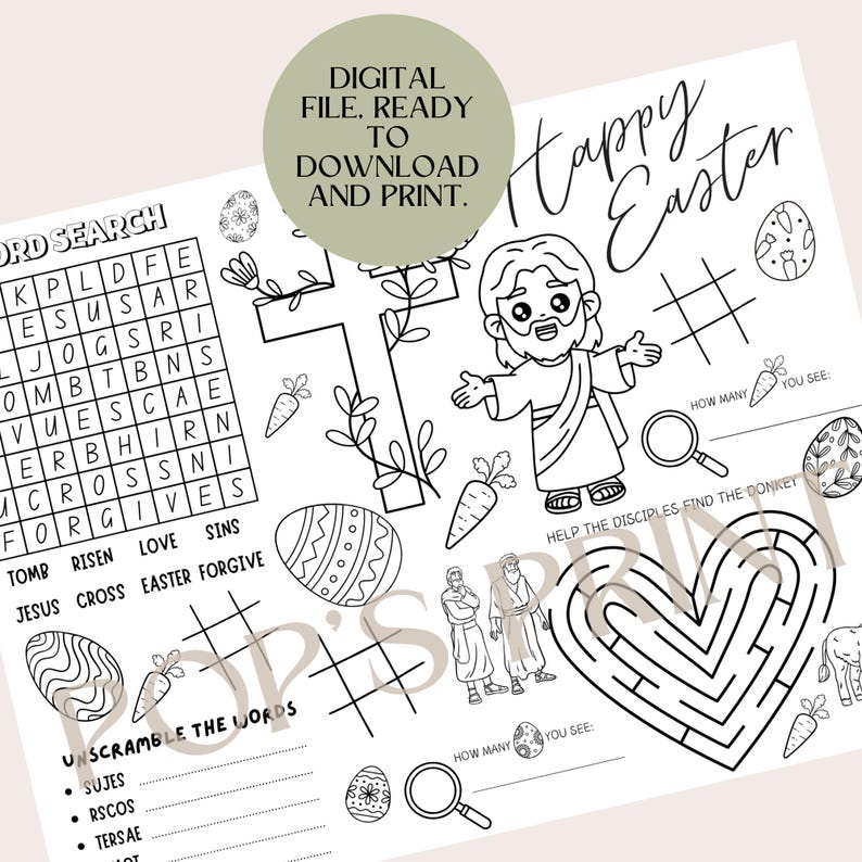Easter Placemat for Kids| Table Coloring Craft| Sunday School Activity ...
