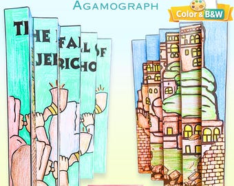 Manualidad con agamógrafo de los Muros de Jericó – Actividad bíblica para la escuela dominical (PDF)