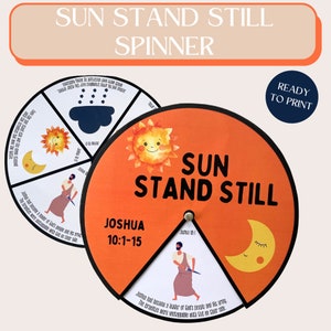 Printable &quot;Sun Stand Still&quot; Sunday School Craft, Joshua Spinner Wheel, Kids’ Ministry Bible Activity, Christian Homeschool Project