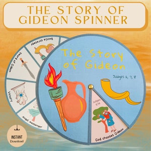 The Story of Gideon Spinner Wheel| Gideon Craft| Sunday School Lesson| Kids Ministry Craft| Bible Activity for Kids| Bible Spinner