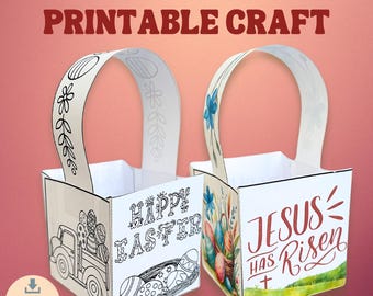 Easter Paper Basket Printable Sunday School Craft, Kids Ministry Easter Activity, Easter Sunday Ideas, Homeschool Coloring Pages  Worksheets